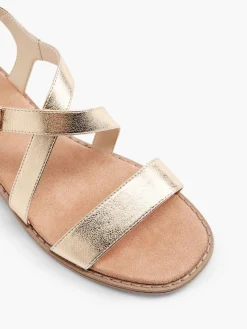 Outlet Strappy Sandal with Buckle Detail and Wooden Effect Heel Women Sandals·Flat Sandals