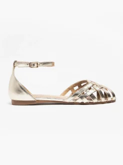 Hot Woven Detailed Ballerina with Ankle Strap Women Loafers & Low Shoes·Ballet Pumps