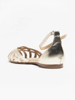 Hot Woven Detailed Ballerina with Ankle Strap Women Loafers & Low Shoes·Ballet Pumps