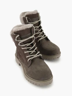 Outlet Leather Suede Faux Fur Lined Lace Up Boot Women Boots·Winter Boots|Boots·Faux Fur Lined Boots