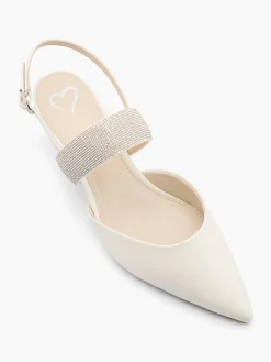 Outlet Jewelled Strap Slingback Kitten Heel Women Heels·Kitten Heels|Heels·Slingback Heels