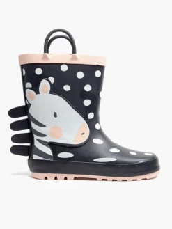 New Junior Girls Zebra Wellies Girls Shoes·Wellies