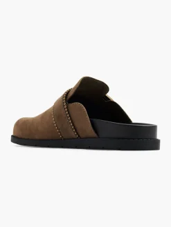 Online Khaki Closed Toe Footbed with Buckle and Stud Detail Women Sandals·Mules|Sandals·Flat Sandals
