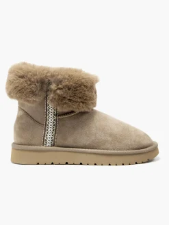 Hot Khaki Faux Fur Collared Boot with Aztec Detail Women Boots·Faux Fur Lined Boots