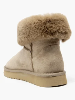 Hot Khaki Faux Fur Collared Boot with Aztec Detail Women Boots·Faux Fur Lined Boots