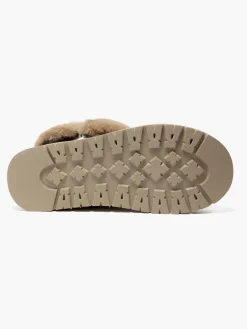 Hot Khaki Faux Fur Collared Boot with Aztec Detail Women Boots·Faux Fur Lined Boots