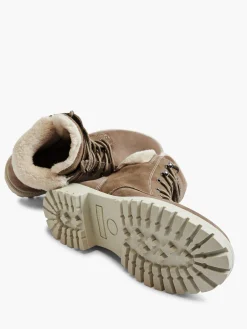 Discount Khaki Faux Fur Lined Leather Hiker Boot Women Boots·Walking Shoes|Boots·Faux Fur Lined Boots