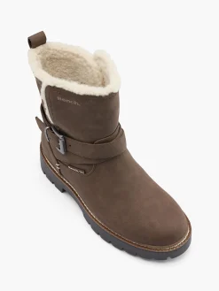 Sale Fur Lined Buckled Ankle Boot Women Boots·Chunky Boots|Boots·Ankle Boots
