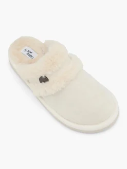 Clearance Ladies Cream Mule Slippers Women Slippers