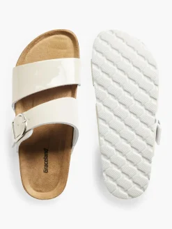 Hot Ladies Cream Footbed Women Sandals·Mules|Sandals·Flat Sandals