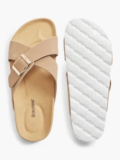 Clearance Ladies Tan Footbed Sandals Women Sandals·Mules