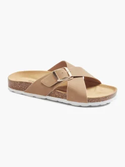 Clearance Ladies Tan Footbed Sandals Women Sandals·Mules