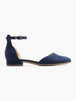 Hot Ladies Navy Ankle Strap Ballerina Shoe Women Loafers & Low Shoes·Ballet Pumps