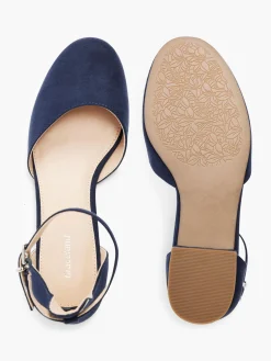 Hot Ladies Navy Ankle Strap Ballerina Shoe Women Loafers & Low Shoes·Ballet Pumps