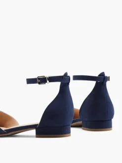 Hot Ladies Navy Ankle Strap Ballerina Shoe Women Loafers & Low Shoes·Ballet Pumps