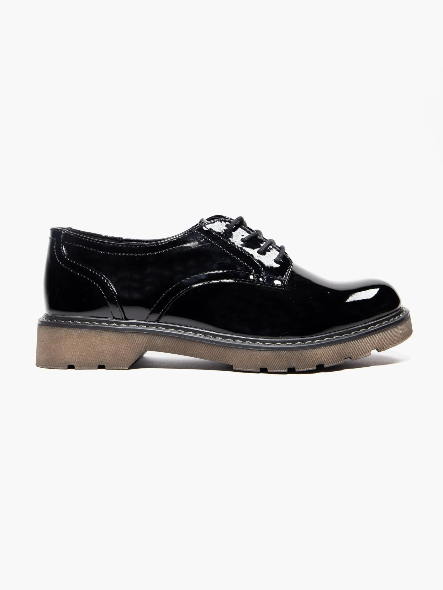 Ladies Patent Chunky Lace Up Shoes Women Girls School Shoes·Girls Teen School Shoes|All Girls·Teens