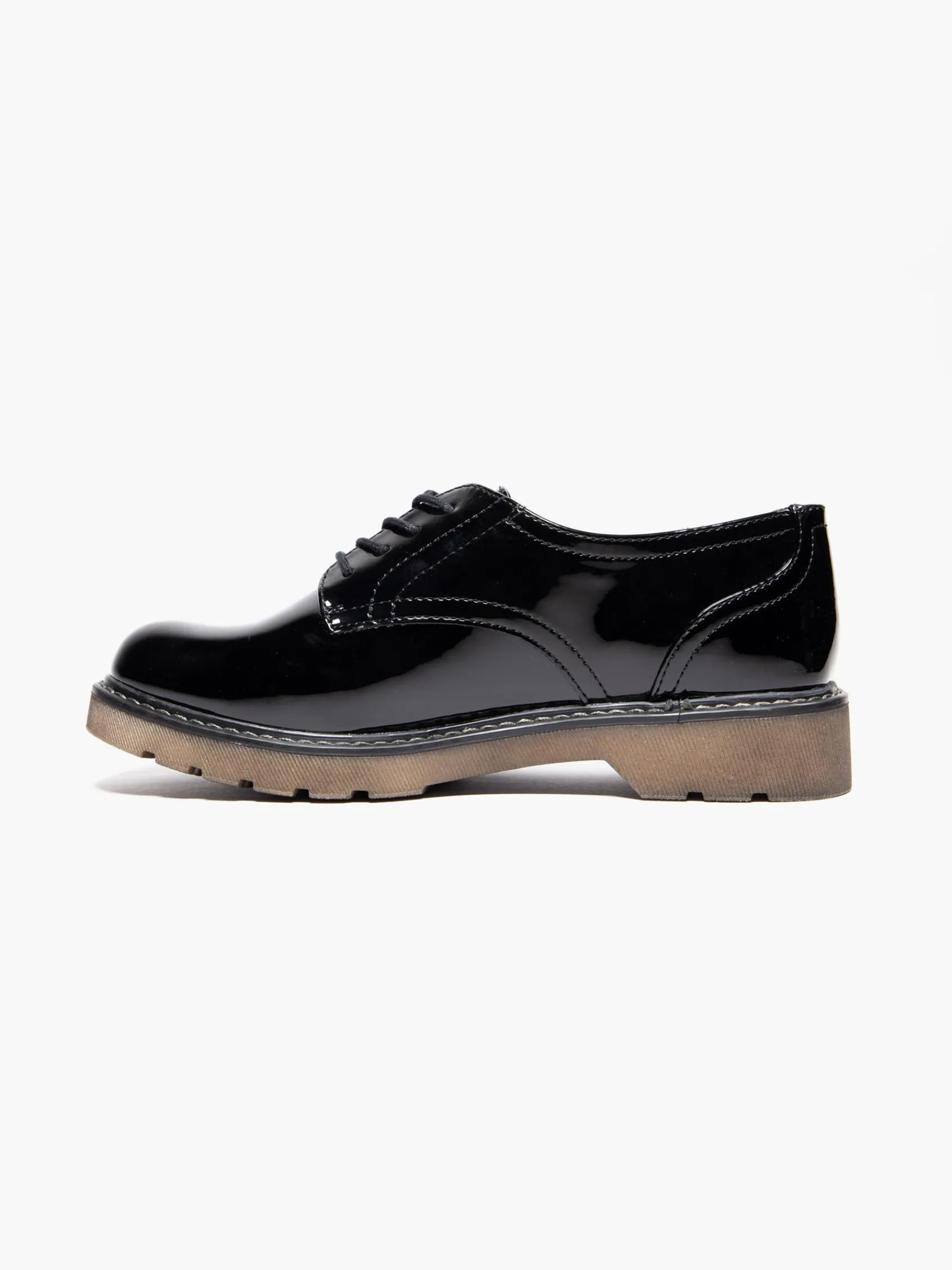 Ladies Patent Chunky Lace Up Shoes Women Girls School Shoes·Girls Teen School Shoes|All Girls·Teens