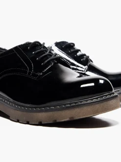 Ladies Patent Chunky Lace Up Shoes Women Girls School Shoes·Girls Teen School Shoes|All Girls·Teens