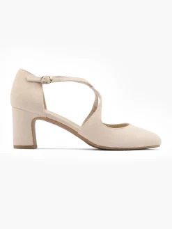 Hot Leather Cross Strapped Heeled Court Shoe Women Heels·Court Heels|Heels·Block Heels