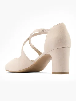 Hot Leather Cross Strapped Heeled Court Shoe Women Heels·Court Heels|Heels·Block Heels