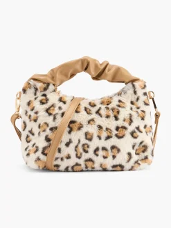 Leopard Print Fluffy Handbag with Adjustable Shoulder Strap Women Bags·Handbags