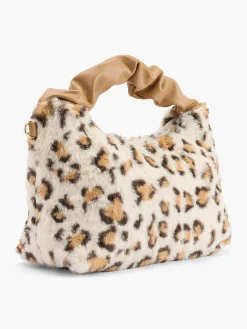 Leopard Print Fluffy Handbag with Adjustable Shoulder Strap Women Bags·Handbags