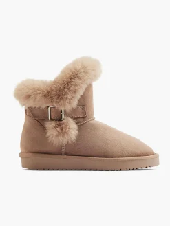 Best Light Faux Fur Ankle Boot with Buckle Detail Women Boots·Winter Boots|Boots·Faux Fur Lined Boots