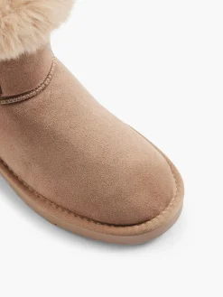 Best Light Faux Fur Ankle Boot with Buckle Detail Women Boots·Winter Boots|Boots·Faux Fur Lined Boots