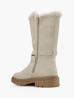 Outlet Light Tall Faux Fur Lined Boot with Buckle Details Women Boots·Faux Fur Lined Boots|Boots·Knee High Boots