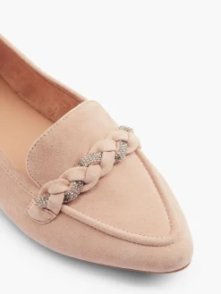 Clearance Light Leather Loafer with Diamante Entwined Braid Detail Women Loafers & Low Shoes·Loafers