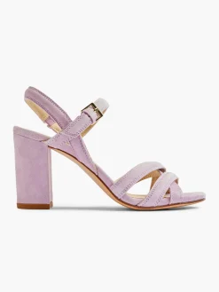 Sale Lilac Leather Open Toe Heeled Sandal Women Heels·High Heels