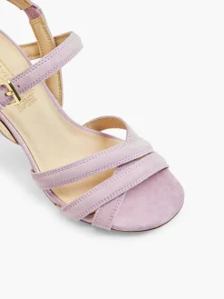 Sale Lilac Leather Open Toe Heeled Sandal Women Heels·High Heels