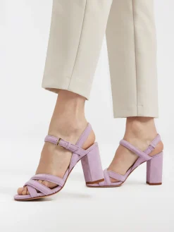 Sale Lilac Leather Open Toe Heeled Sandal Women Heels·High Heels