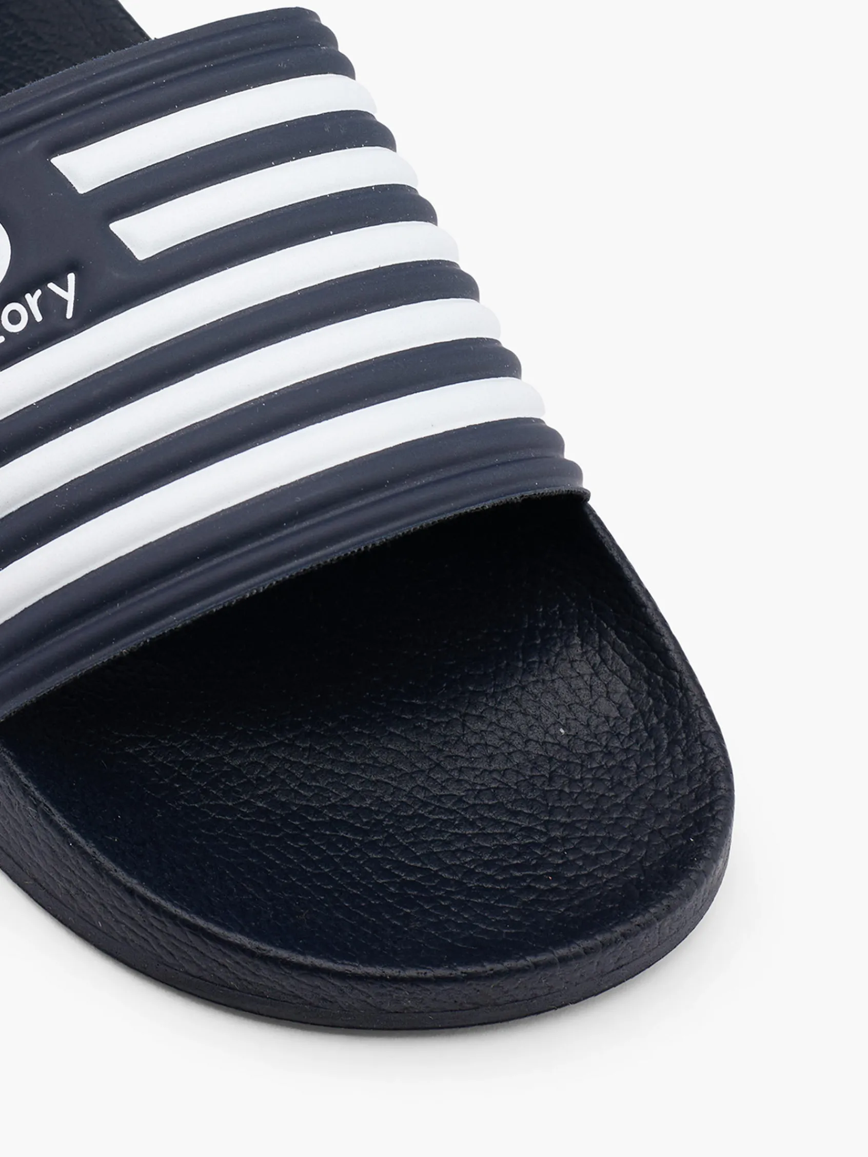 Hot Mens Navy/ White Slides Sandals·Flip Flops & Slides