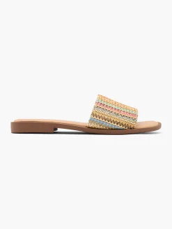 Sale Multi Coloured Woven Strap Slip On Mule Women Sandals·Mules