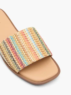 Sale Multi Coloured Woven Strap Slip On Mule Women Sandals·Mules