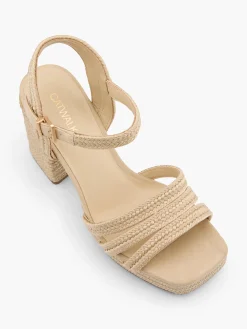 Sale Natural Braided Textured Platform Heeled Sandal Women Sandals·Heeled Sandals|Heels·Platform Heels