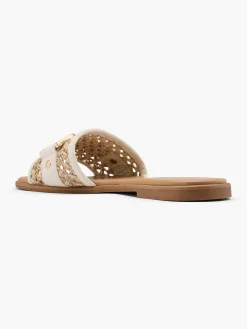 Outlet Natural Woven Slip On Mule with Metal Detail Women Sandals·Flat Sandals