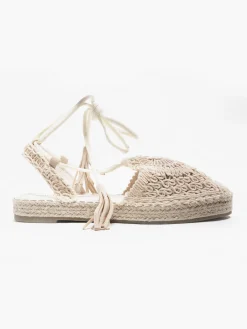 Online Nautral Espadrille with Ankle Tie Detail Women Loafers & Low Shoes·Espadrilles