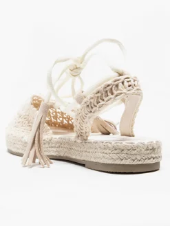Online Nautral Espadrille with Ankle Tie Detail Women Loafers & Low Shoes·Espadrilles