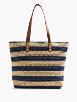 Discount Navy and Beige Striped Summer Bag Women Bags·Tote Bags