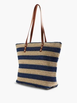 Discount Navy and Beige Striped Summer Bag Women Bags·Tote Bags