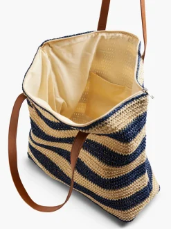 Discount Navy and Beige Striped Summer Bag Women Bags·Tote Bags