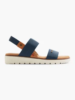Best Navy Elasticated Strap Sandal with Contrasting Sole Women Sandals·Flat Sandals