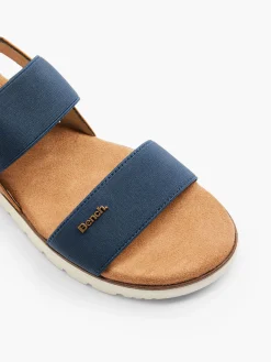 Best Navy Elasticated Strap Sandal with Contrasting Sole Women Sandals·Flat Sandals