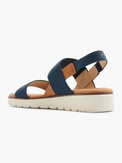 Best Navy Elasticated Strap Sandal with Contrasting Sole Women Sandals·Flat Sandals