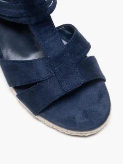 New Navy Elasticated Strap Wedge Sandal Women Loafers & Low Shoes·Espadrilles