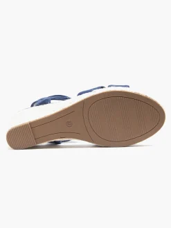 New Navy Elasticated Strap Wedge Sandal Women Loafers & Low Shoes·Espadrilles