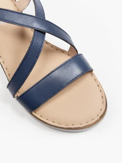Sale Navy Leather Multi Strapped Wedge Sandal Women Sandals·Leather Sandals|Heels·Wedges