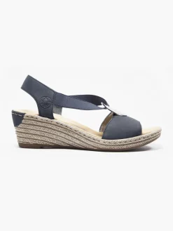 Online Navy Wedge Sandal with Circle Ring Detail Women Sandals·Flat Sandals|Heels·Wedges